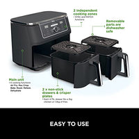 Ninja Foodi MAX Dual Zone Digital Air Fryer, 2 Drawers, 9.5L, 6-in-1, Uses No Oil, Max Crisp, Roast, Bake, Reheat, Dehydrate, Cook 8 Portions, Non-Stick Dishwasher Safe Baskets, Black AF400UK thumbnail 13