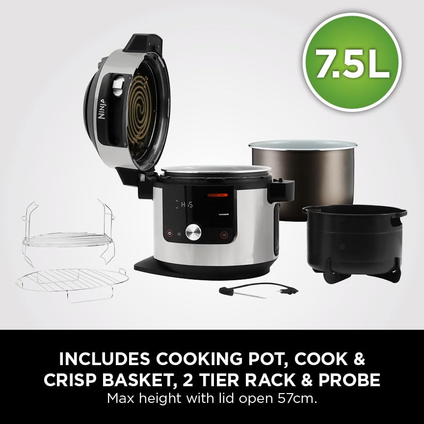 Ninja Foodi MAX 15-in-1 SmartLid Multi-Cooker 7.5L [OL750UK] Smart Cook System, Digital Cooking Probe, Electric Pressure Cooker, Air Fryer — image 11