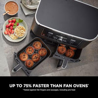 Ninja Foodi MAX Dual Zone Digital Air Fryer, 2 Drawers, 9.5L, 6-in-1, Uses No Oil, Max Crisp, Roast, Bake, Reheat, Dehydrate, Cook 8 Portions, Non-Stick Dishwasher Safe Baskets, Black AF400UK thumbnail 4