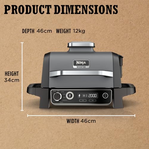 Ninja Woodfire Electric BBQ Grill & Smoker, 7-in-1 Outdoor Grill & Air Fryer, Roast, Bake, Dehydrate, Uses Woodfire Pellets, Weather Resistant, Non-Stick, Portable, Electric, Grey/Black, OG701UK — image 5