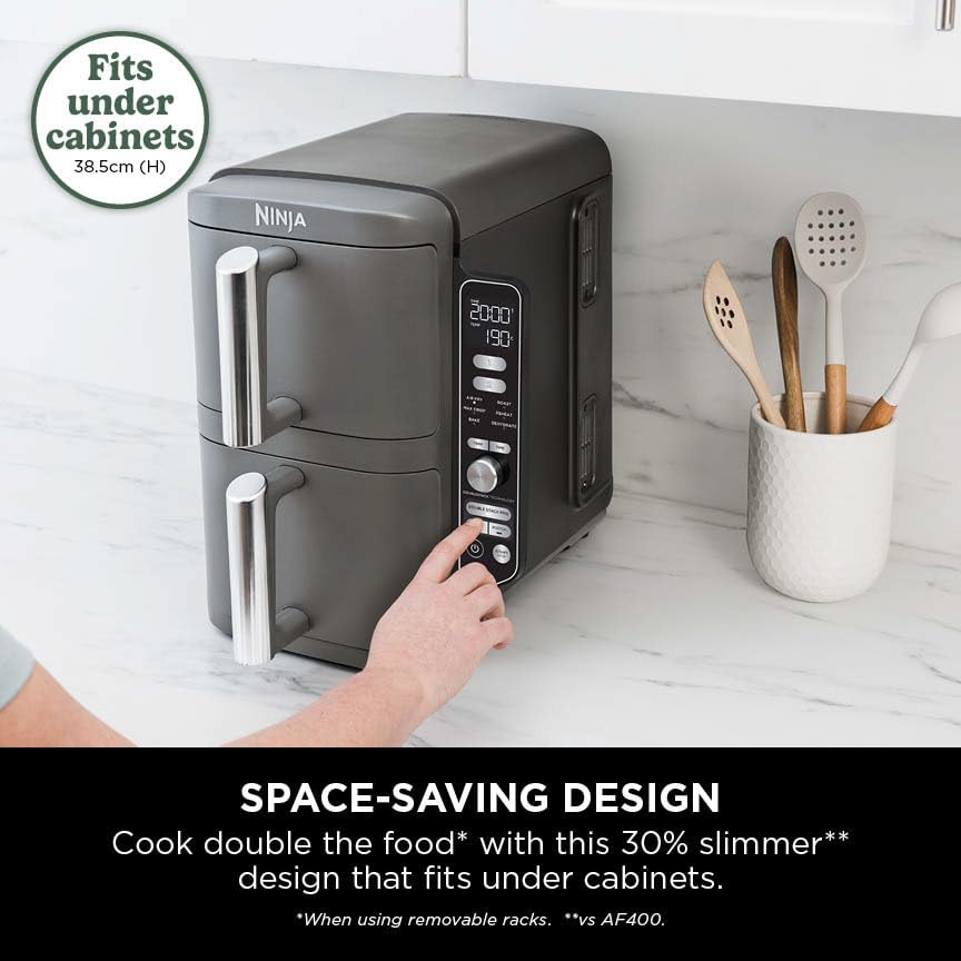 Ninja Double Stack XL Air Fryer, Vertical Dual Drawer AirFryer with 4 cooking levels, 2 Drawers and 2 Racks, Space Saving Design, 9.5L Capacity, 6 Cooking Functions, 8 Portions, Grey SL400UK — image 8