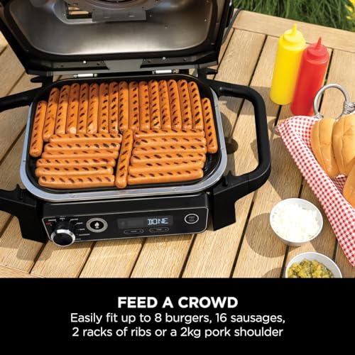 Ninja Woodfire Electric BBQ Grill & Smoker, 7-in-1 Outdoor Grill & Air Fryer, Roast, Bake, Dehydrate, Uses Woodfire Pellets, Weather Resistant, Non-Stick, Portable, Electric, Grey/Black, OG701UK — image 3