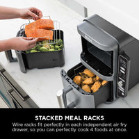 Ninja Double Stack XL Air Fryer, Vertical Dual Drawer AirFryer with 4 cooking levels, 2 Drawers and 2 Racks, Space Saving Design, 9.5L Capacity, 6 Cooking Functions, 8 Portions, Grey SL400UK thumbnail 5