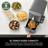 Ninja Double Stack XL Air Fryer, Vertical Dual Drawer AirFryer with 4 cooking levels, 2 Drawers and 2 Racks, Space Saving Design, 9.5L Capacity, 6 Cooking Functions, 8 Portions, Grey SL400UK thumbnail 6