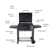 VonHaus BBQ, Charcoal Barbecue, Portable BBQ Use Anywhere In Your Garden, For Grilling Meat, Fish & Vegetables, With Side Tables & Temperature Gauge For The Perfect Barbecue Every Time thumbnail 3