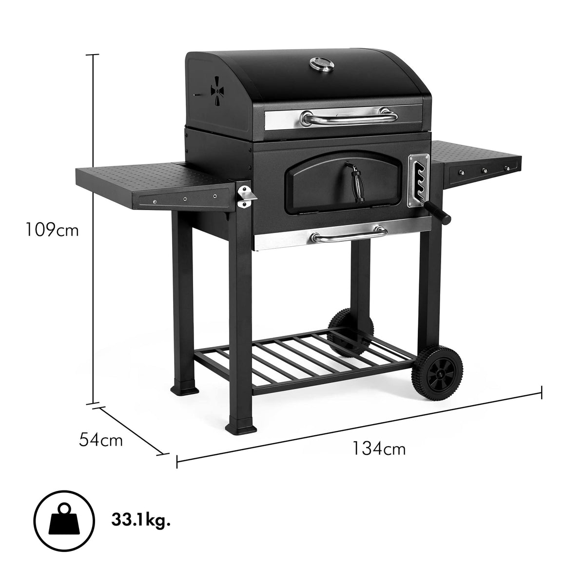 VonHaus BBQ, Charcoal Barbecue, Portable BBQ Use Anywhere In Your Garden, For Grilling Meat, Fish & Vegetables, With Side Tables & Temperature Gauge For The Perfect Barbecue Every Time - View 2