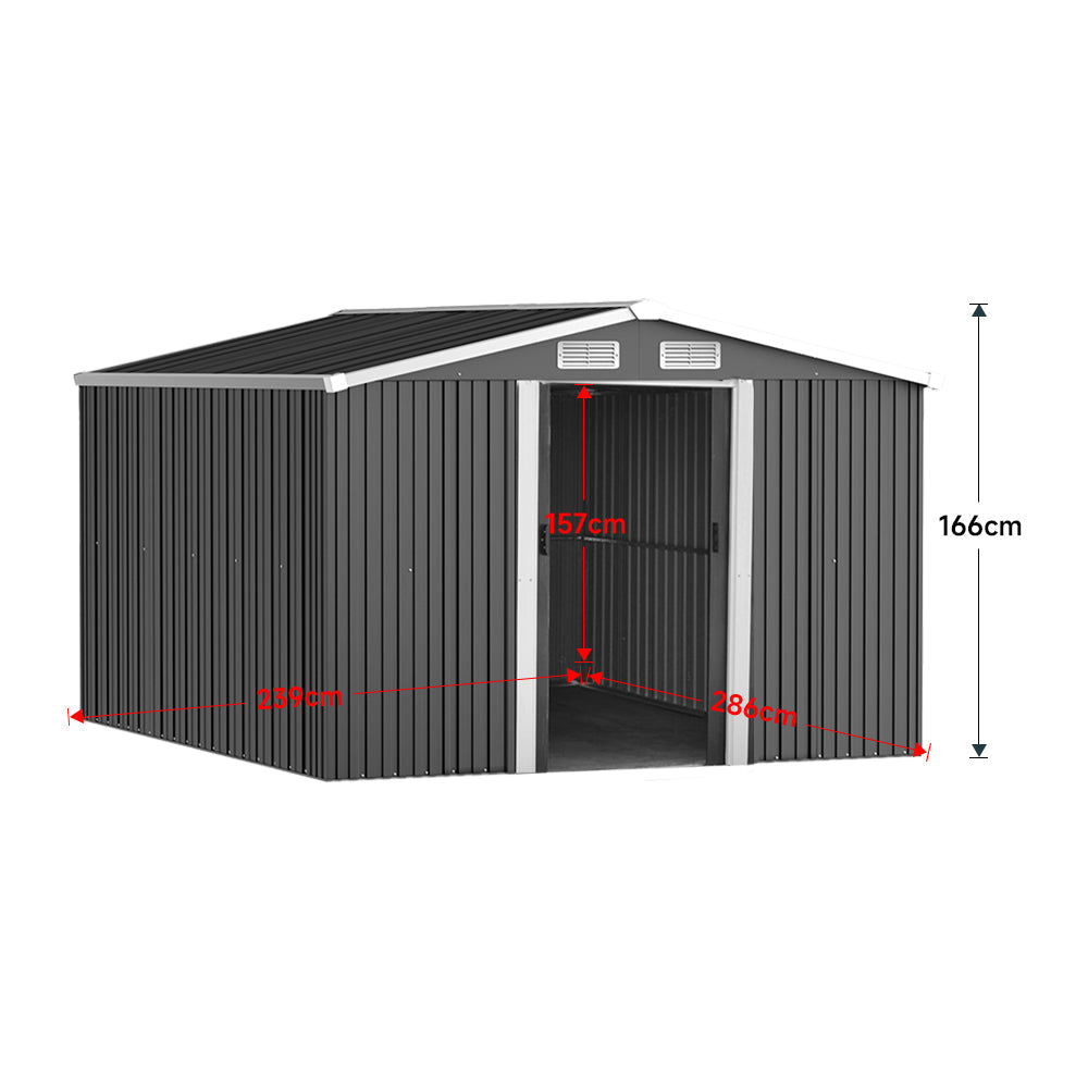 10x8ft Metal Garden Storage Shed With Gable Roof — image 14