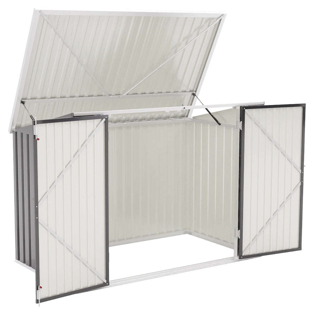 7x3ft Charcoal Black/Green/Grey Lockable Steel Garden Storage Shed - View 2