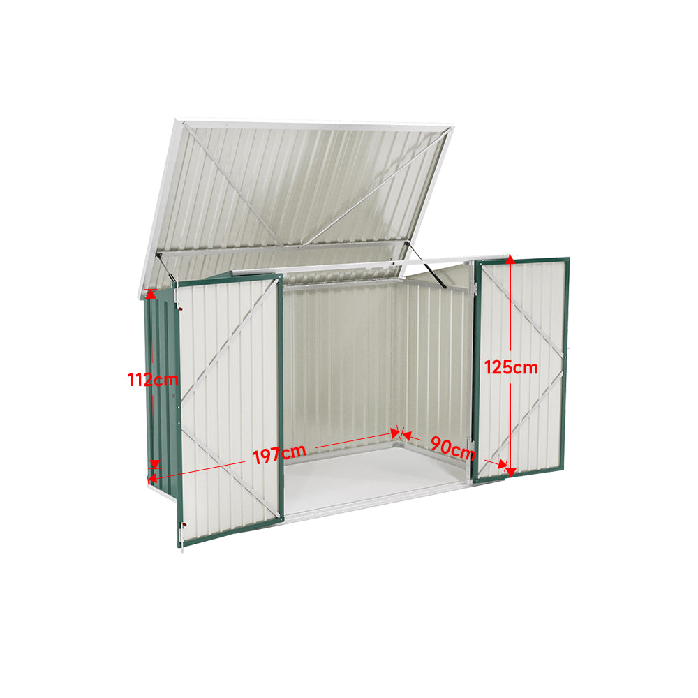 7x3ft Charcoal Black/Green/Grey Lockable Steel Garden Storage Shed — image 13