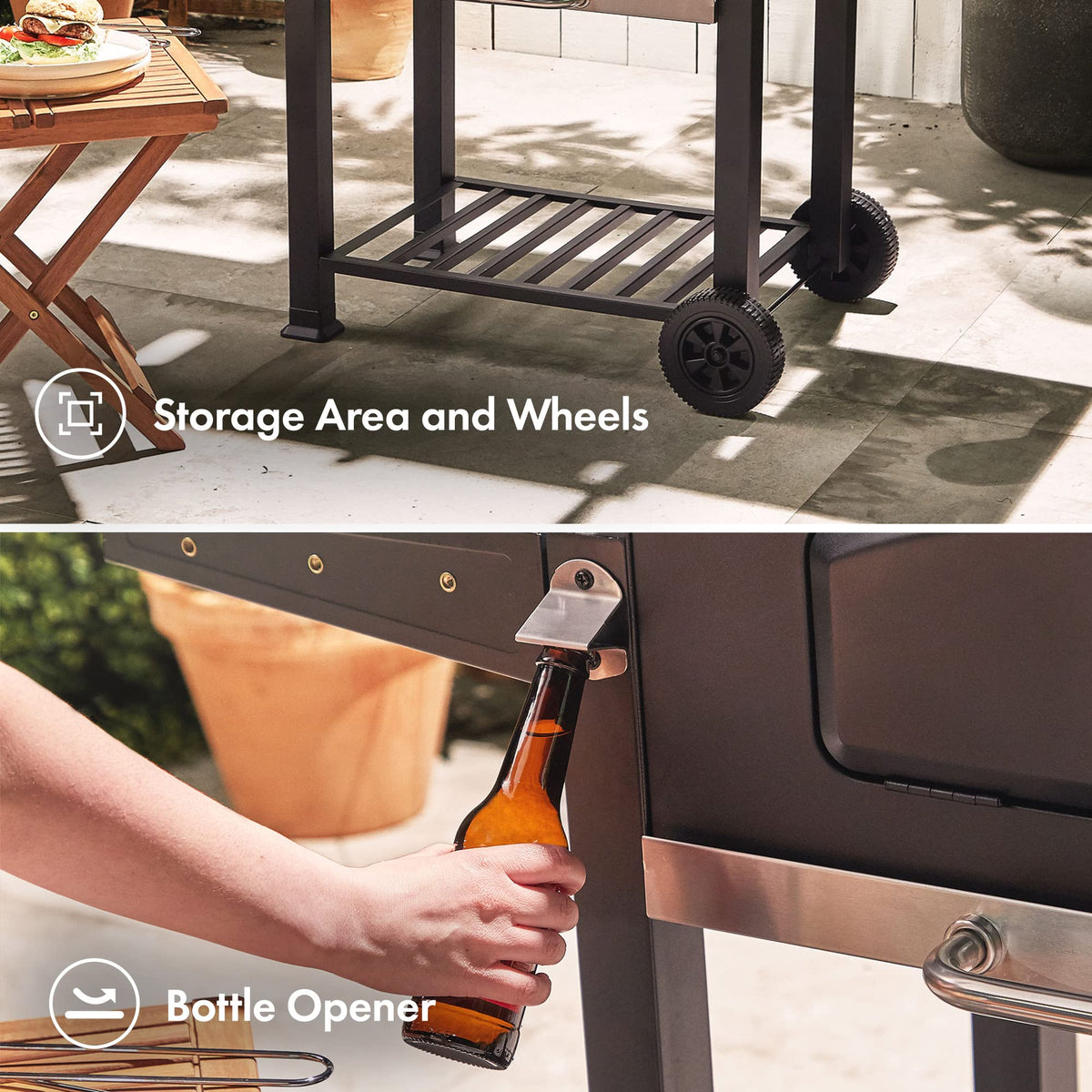 VonHaus BBQ, Charcoal Barbecue, Portable BBQ Use Anywhere In Your Garden, For Grilling Meat, Fish & Vegetables, With Side Tables & Temperature Gauge For The Perfect Barbecue Every Time — image 4