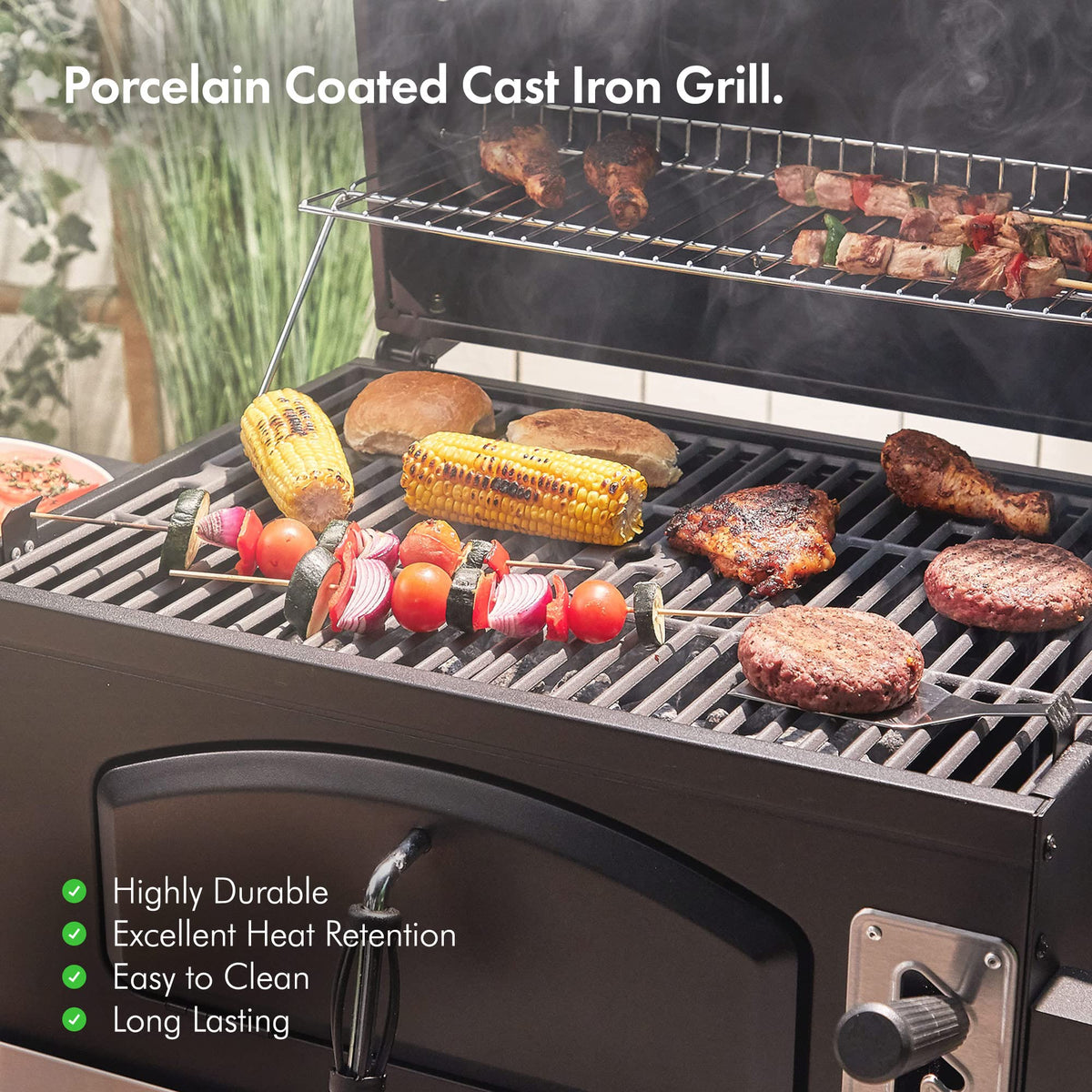 VonHaus BBQ, Charcoal Barbecue, Portable BBQ Use Anywhere In Your Garden, For Grilling Meat, Fish & Vegetables, With Side Tables & Temperature Gauge For The Perfect Barbecue Every Time — image 7