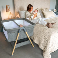 Puggle Dreamy Twin Bedside Crib - Safe Co-Sleeping For Twin Newborns Keeps Both Babies Close By Your Side thumbnail 7