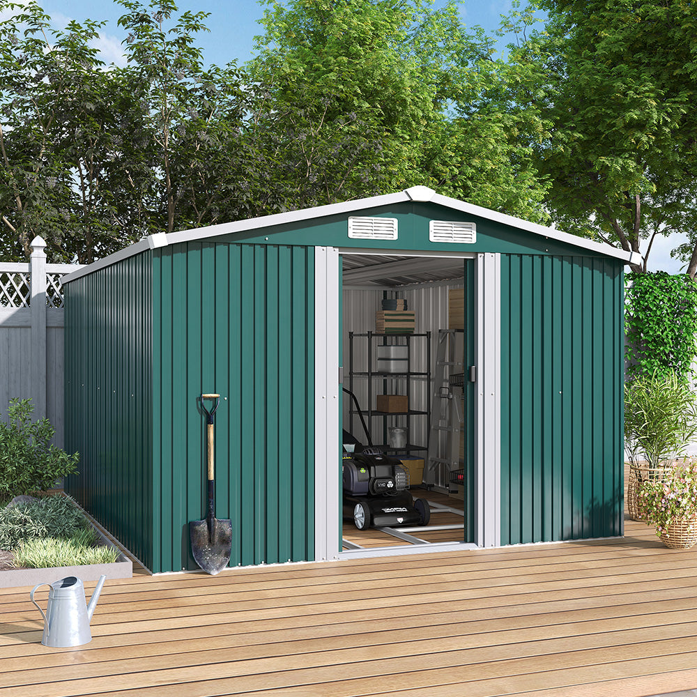 10x8ft Metal Garden Storage Shed With Gable Roof — image 2