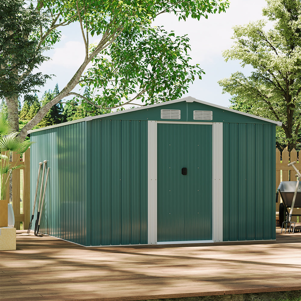 10x8ft Metal Garden Storage Shed With Gable Roof — image 6