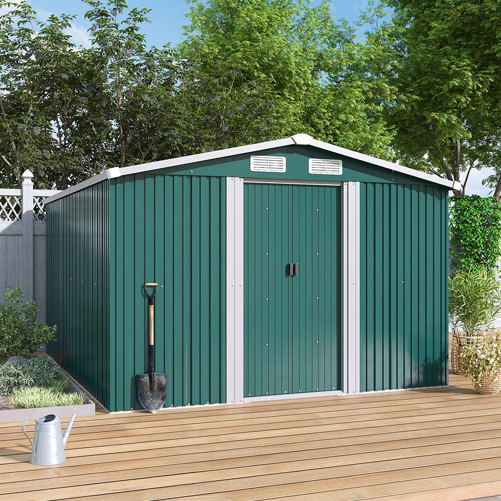 10x8ft Metal Garden Storage Shed With Gable Roof — image 5