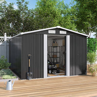 10x8ft Metal Garden Storage Shed With Gable Roof thumbnail 1