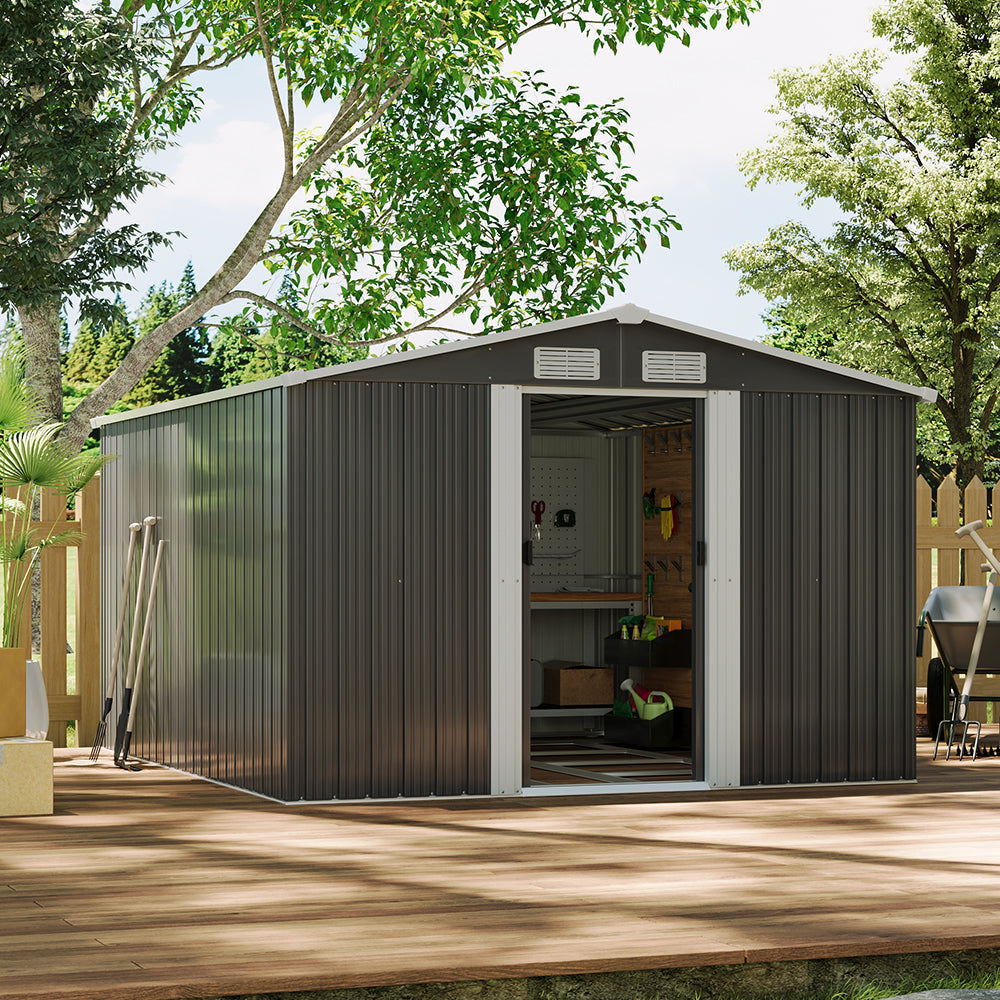 10x8ft Metal Garden Storage Shed With Gable Roof — image 11