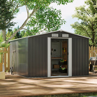10x8ft Metal Garden Storage Shed With Gable Roof thumbnail 11