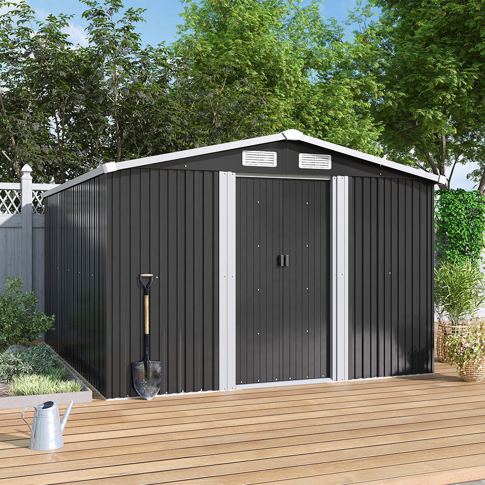 10x8ft Metal Garden Storage Shed With Gable Roof — image 10