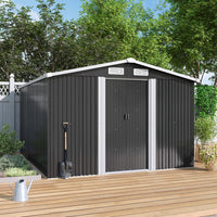 10x8ft Metal Garden Storage Shed With Gable Roof thumbnail 10