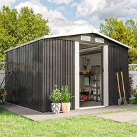 10x8ft Metal Garden Storage Shed With Gable Roof thumbnail 9