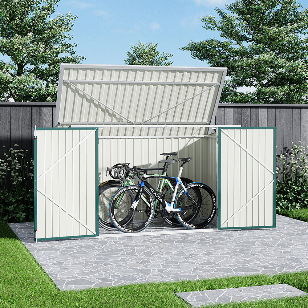 7x3ft Charcoal Black/Green/Grey Lockable Steel Garden Storage Shed — image 8