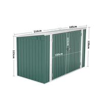 7x3ft Charcoal Black/Green/Grey Lockable Steel Garden Storage Shed thumbnail 14