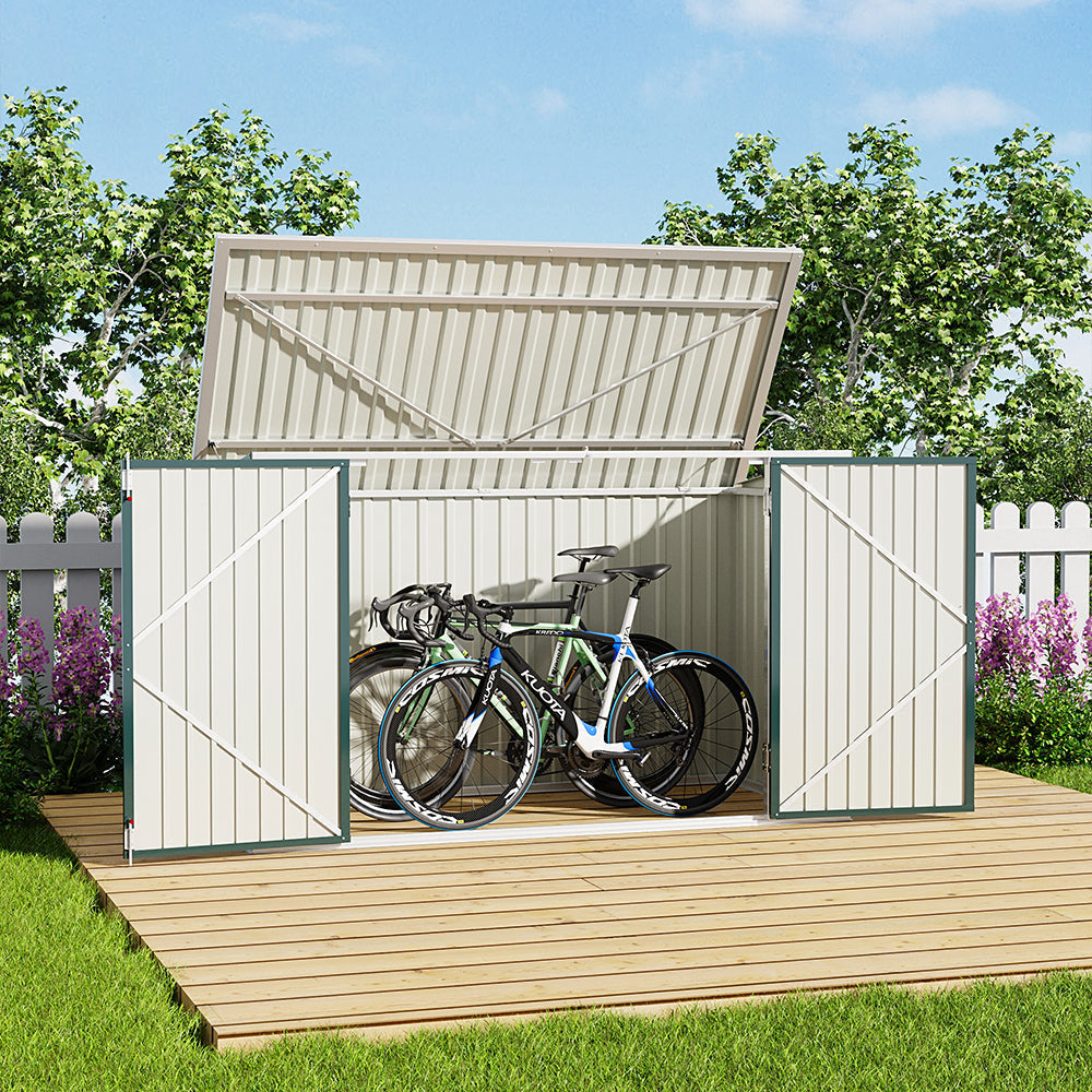 7x3ft Charcoal Black/Green/Grey Lockable Steel Garden Storage Shed — image 10