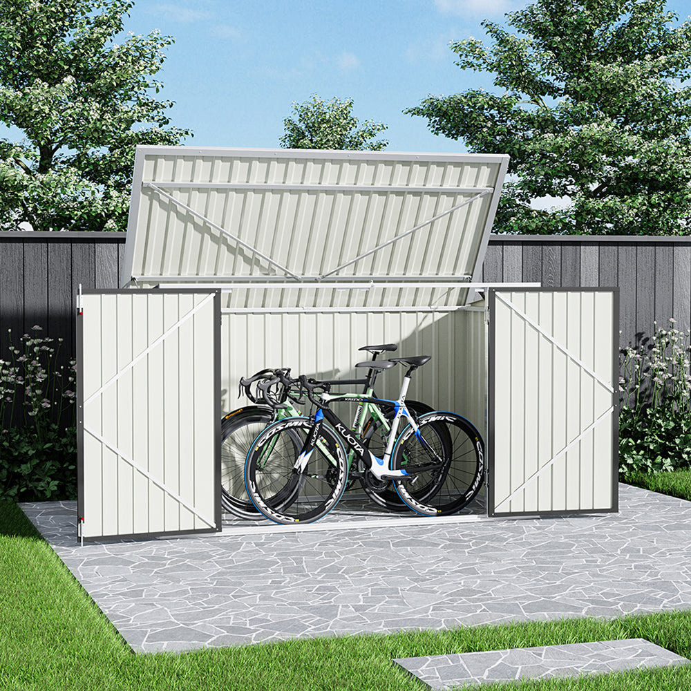 7x3ft Charcoal Black/Green/Grey Lockable Steel Garden Storage Shed — image 15