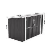 7x3ft Charcoal Black/Green/Grey Lockable Steel Garden Storage Shed thumbnail 21