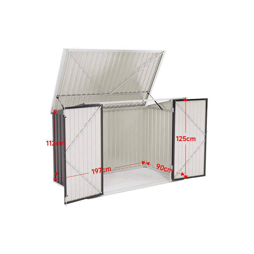 7x3ft Charcoal Black/Green/Grey Lockable Steel Garden Storage Shed — image 20