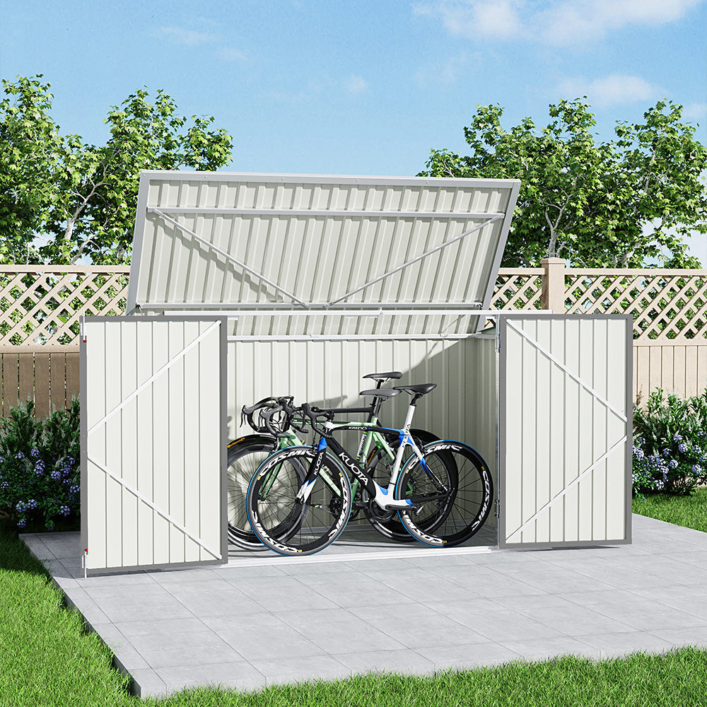 7x3ft Charcoal Black/Green/Grey Lockable Steel Garden Storage Shed - View 3