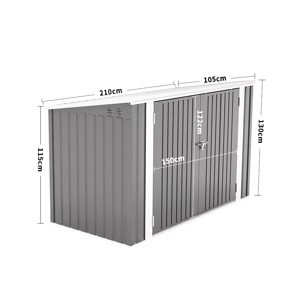7x3ft Charcoal Black/Green/Grey Lockable Steel Garden Storage Shed — image 7