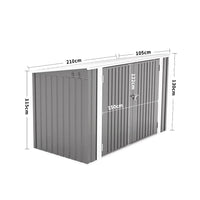 7x3ft Charcoal Black/Green/Grey Lockable Steel Garden Storage Shed thumbnail 7