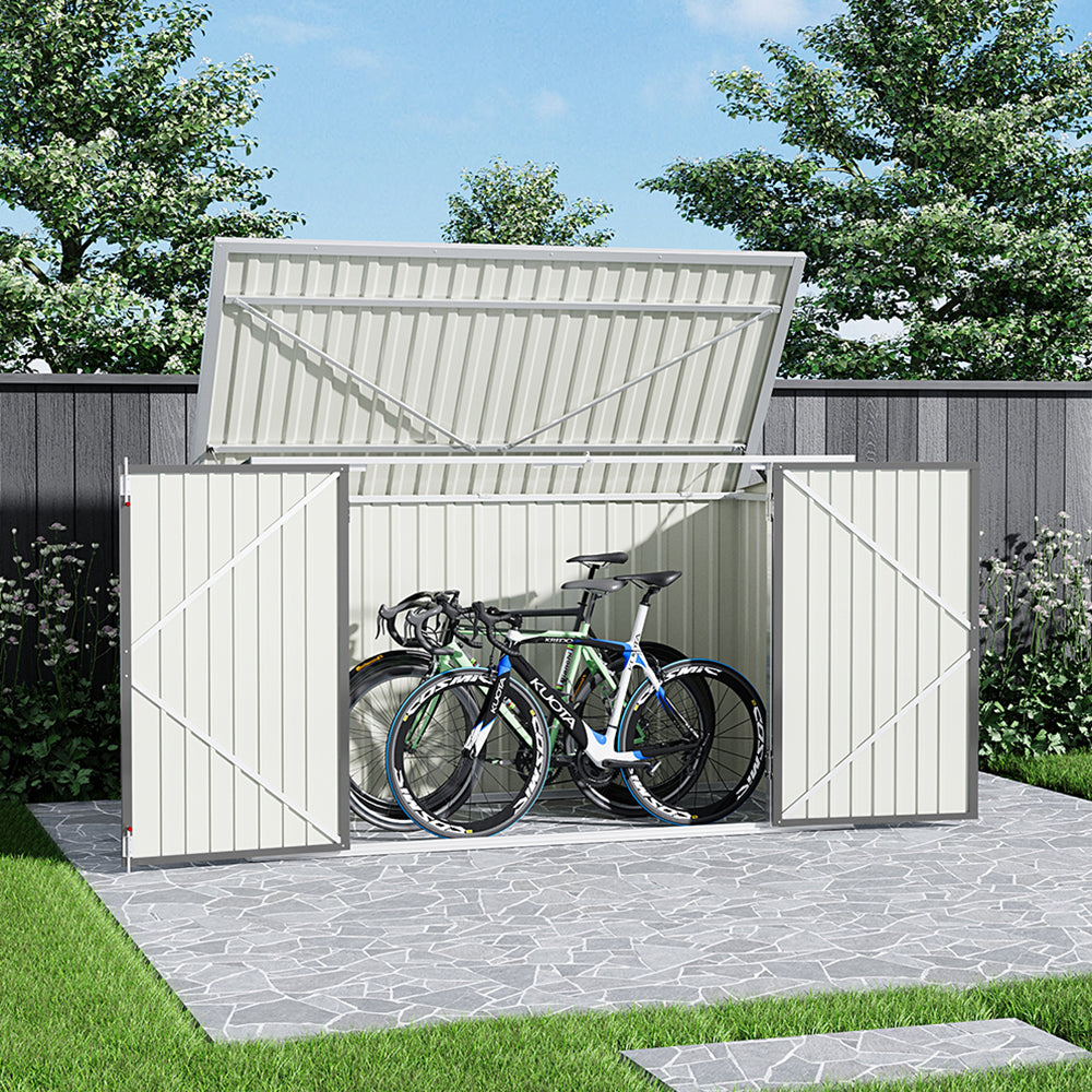 7x3ft Charcoal Black/Green/Grey Lockable Steel Garden Storage Shed