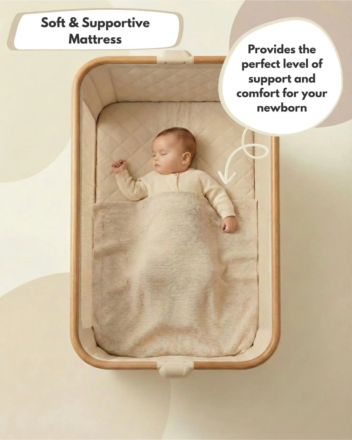 Sona Next To Me Crib Beige - Safe And Comforting Bedside Co Sleeping Crib For Newborns - View 2