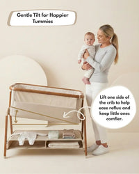 Sona Next To Me Crib Beige - Safe And Comforting Bedside Co Sleeping Crib For Newborns thumbnail 6