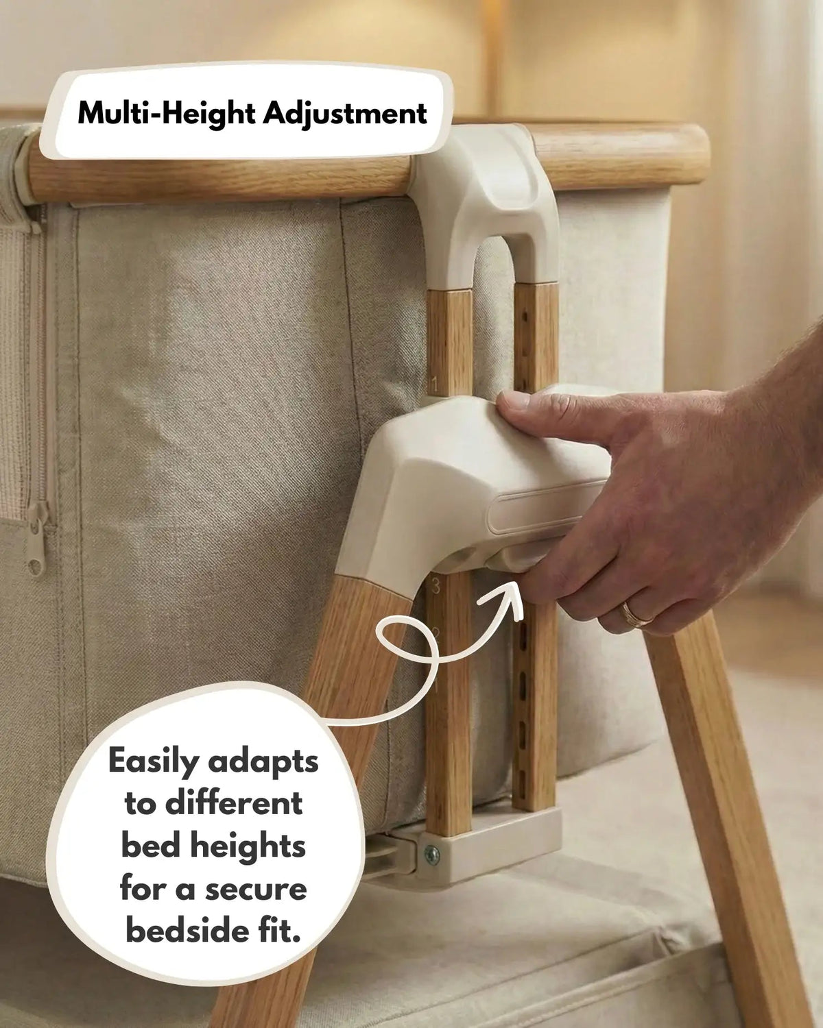 Sona Next To Me Crib Beige - Safe And Comforting Bedside Co Sleeping Crib For Newborns — image 8