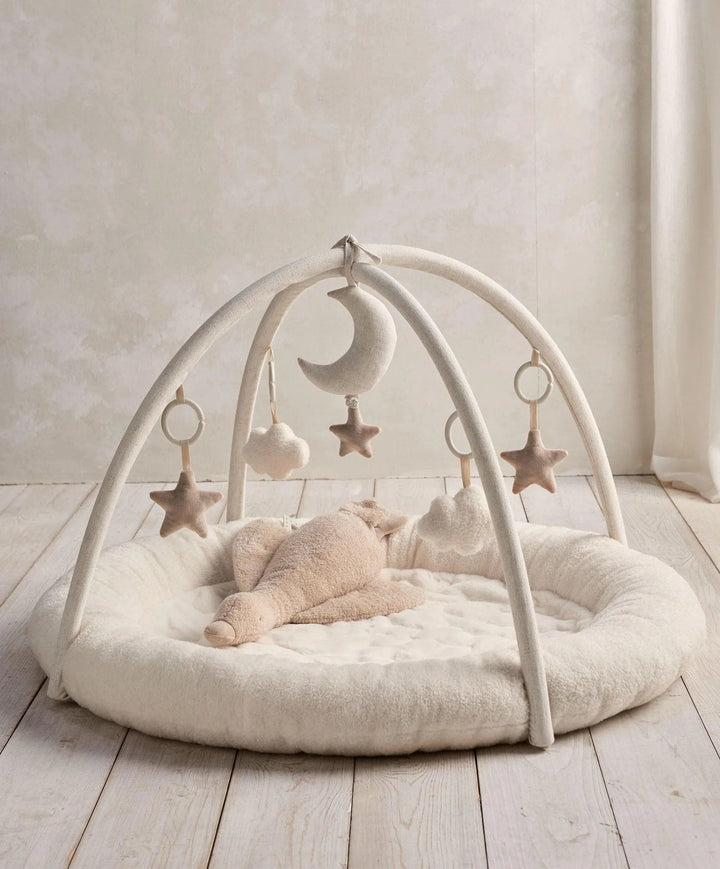 Mamas and Papas Playmat and Gym Welcome to the World Duckling - Quilted Faux Fur Base with Hanging Musical Toy - View 2